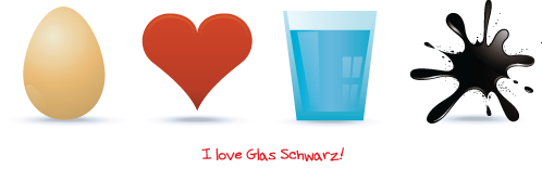 i love glas schwarz